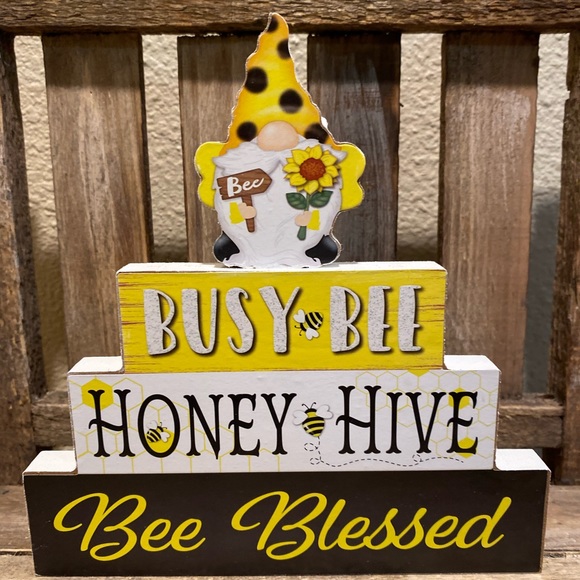 Busy Bee, Honey Hive, Bee Blessed Gnome Wood Sign, Honey Bee Gnome Sign - Picture 5 of 11